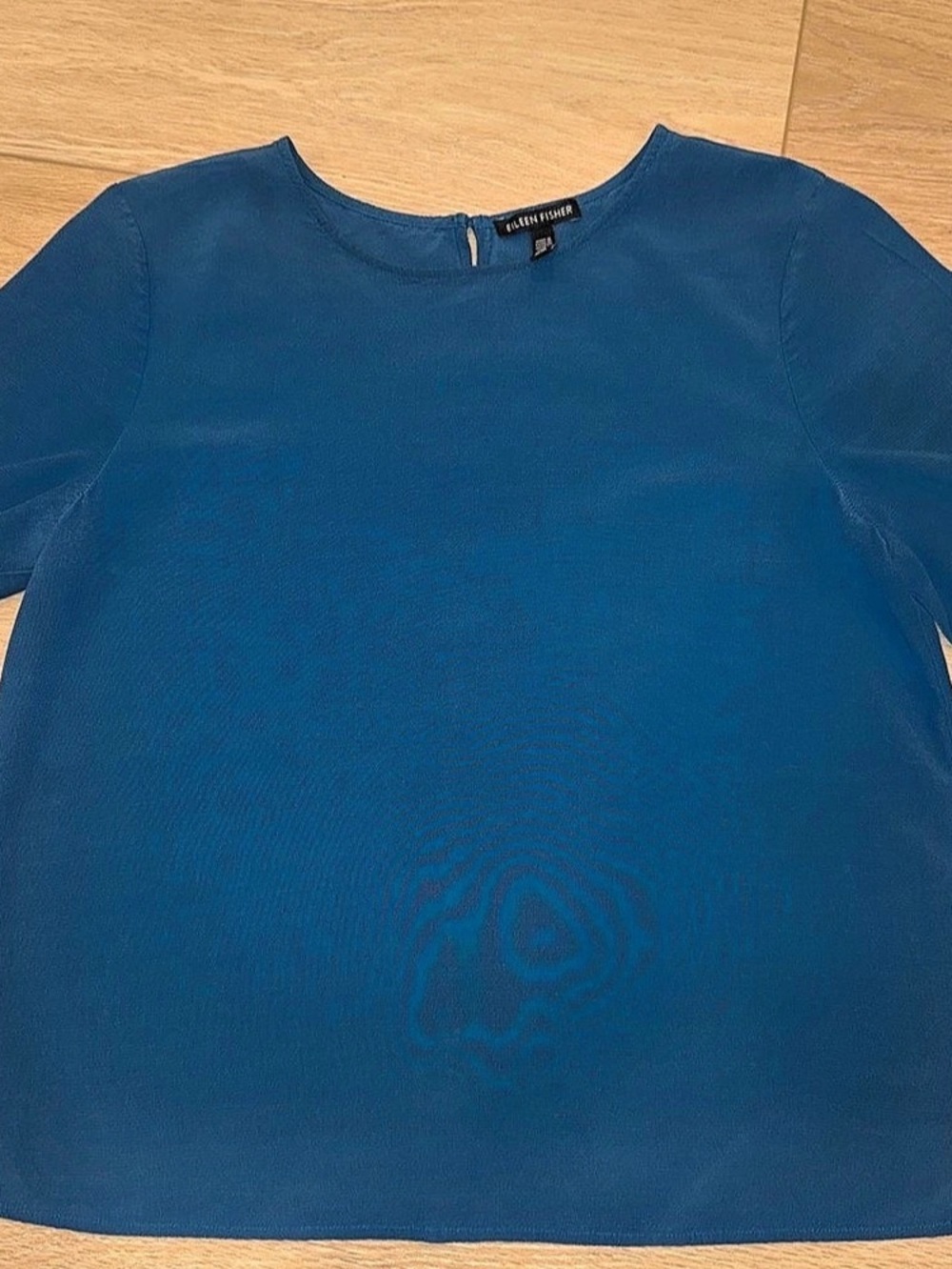 Eileen Fisher Crepe Sleeve Top Teal Short Sleeve Top